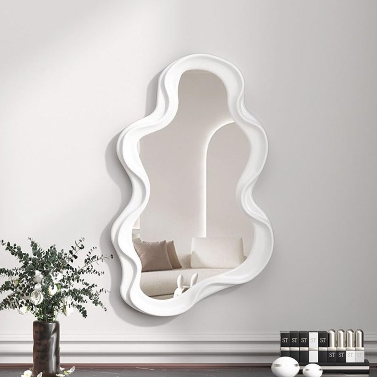 Decoratieve make-up spiegel 26x41 cm - onregelmatig design - hoogwaardig kunststof - ideaal voor badkamer of slaapkamer - ShopVlot
