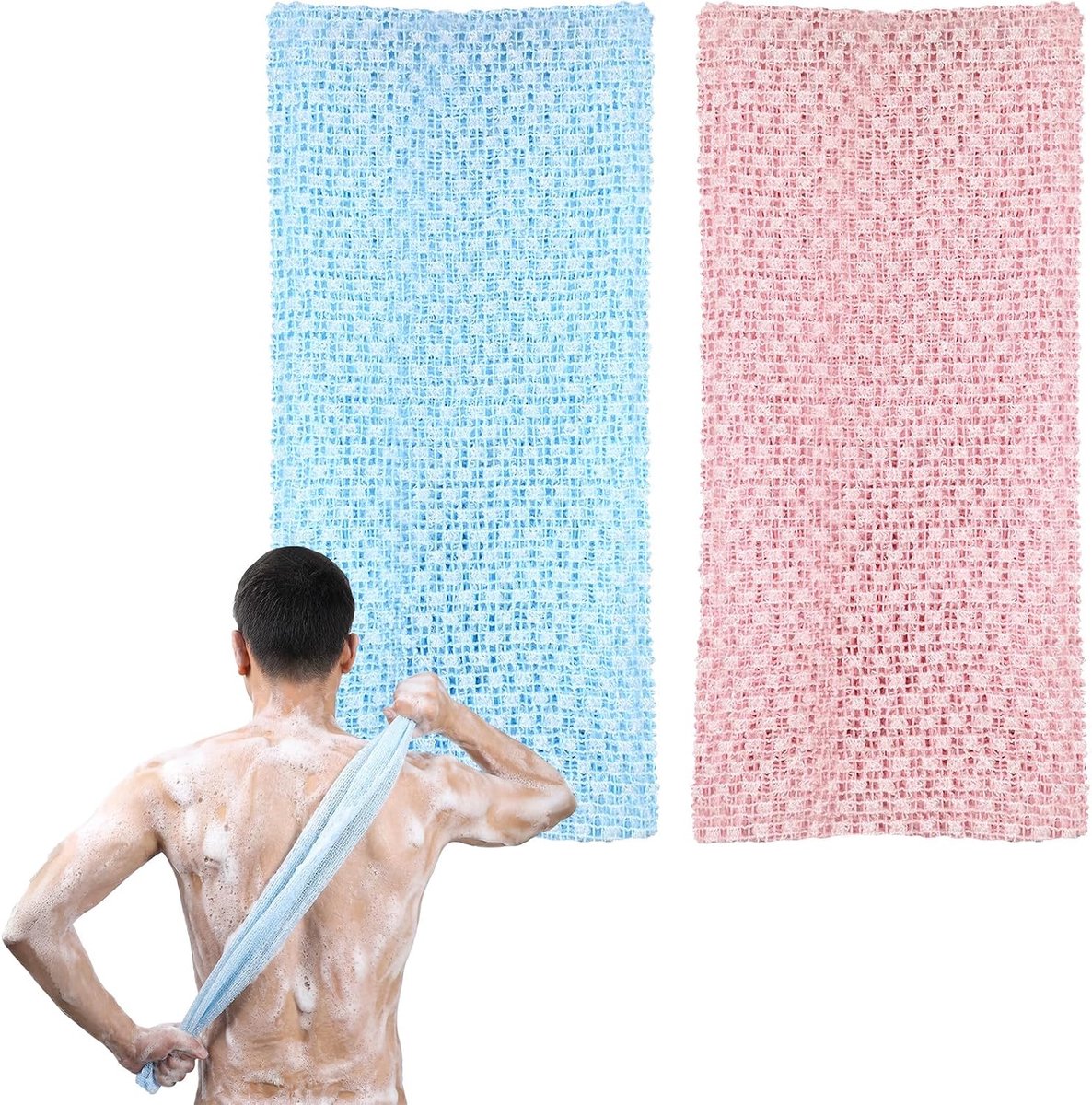 Exfoliatie douchehanddoeken 100 x 25 cm - Peeling net spons - Verwijdert dode huidcellen - SnelShoppen