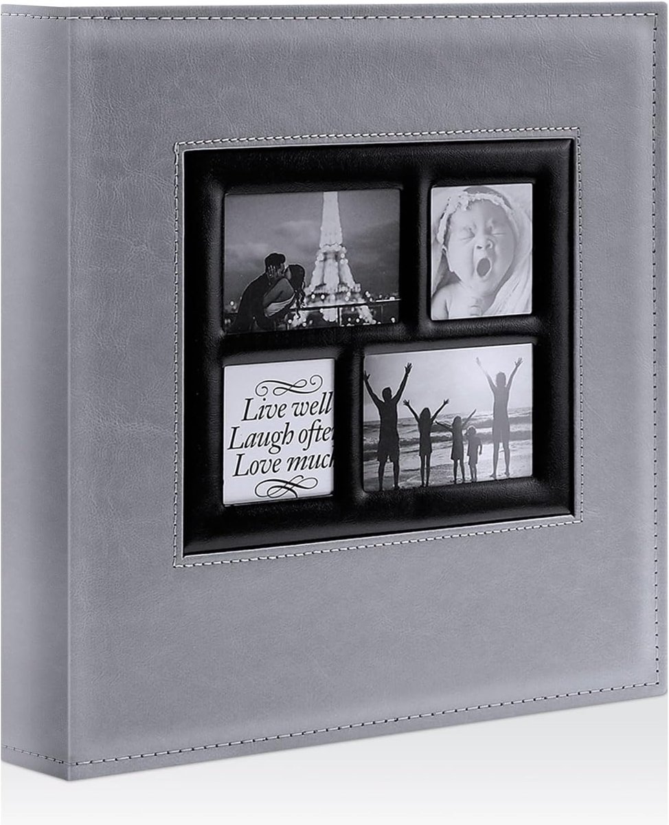 Fotoalbum 10 x 15 cm - 600 foto's - Leer grijs - Bewaar je herinneringen veilig - SnelShoppen