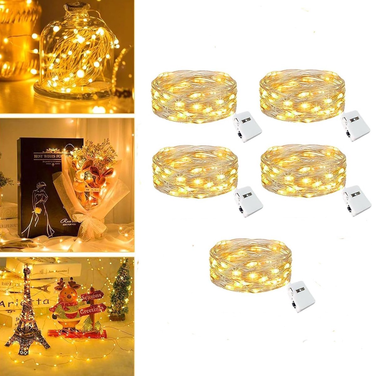 LED Sfeerverlichting Set van 5 - 2 m, 20 LEDs - Op Batterijen - Creëer een gezellige sfeer - SnelShoppen