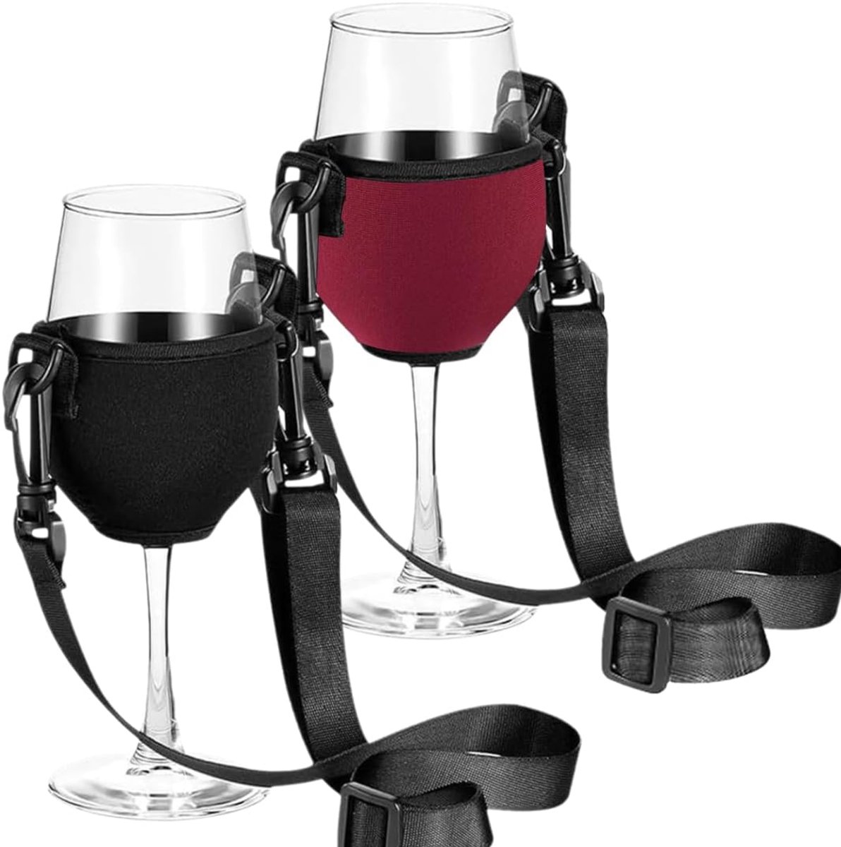 Wijnglas houders 2 stuks - zwart en rood - multicolor - perfect voor feestjes - SnelShoppen