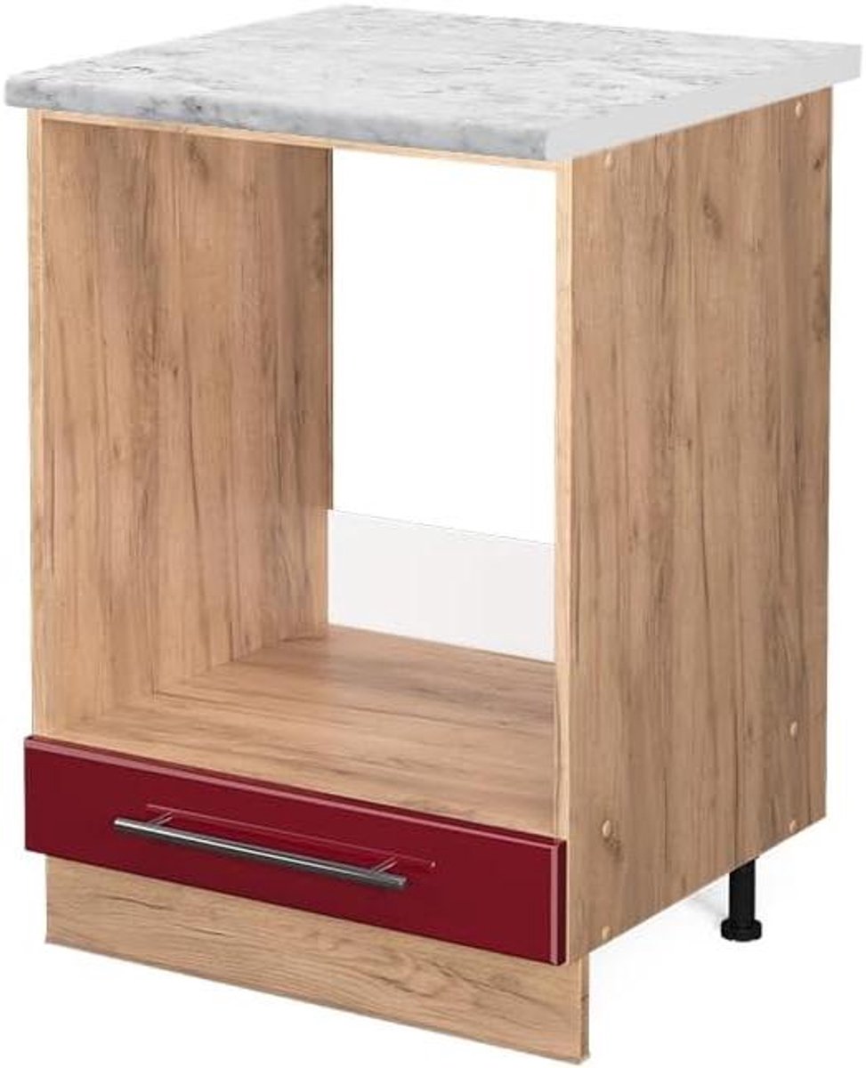 Ovenombouwkast Keuken - Inbouwkast Oven - Keuken Inrichten - Soft-close Scharnieren - 60 cm - Bordeauxrood Hoogglans