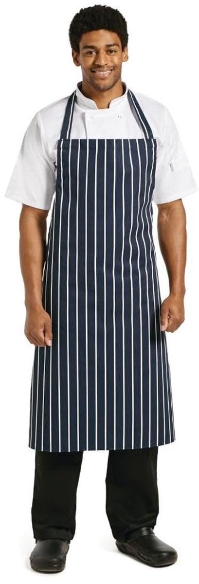 Butchers schort extra groot - polycotton navy streep - duurzaam en praktisch - ideaal voor koks - SnelShoppen