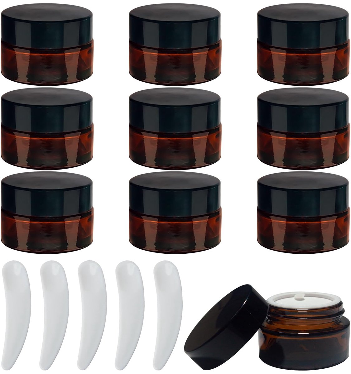 Zalfpotjes 20 ml - Bruin glas - Met deksel - Ideaal voor lotions en crèmes - ShopVlot