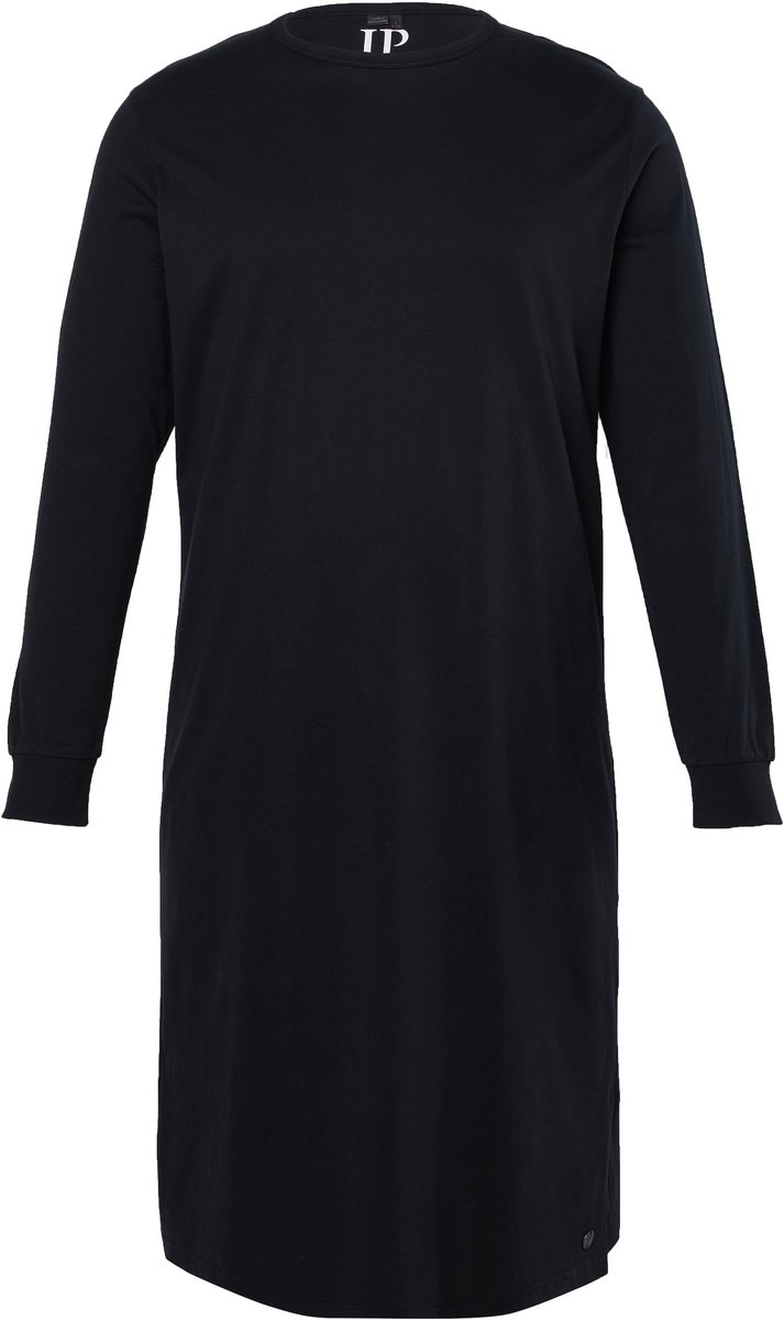 JP 1880 - Heren - Nachthemd basic lange mouwen zijsplit - Zwart - Maat 3XL