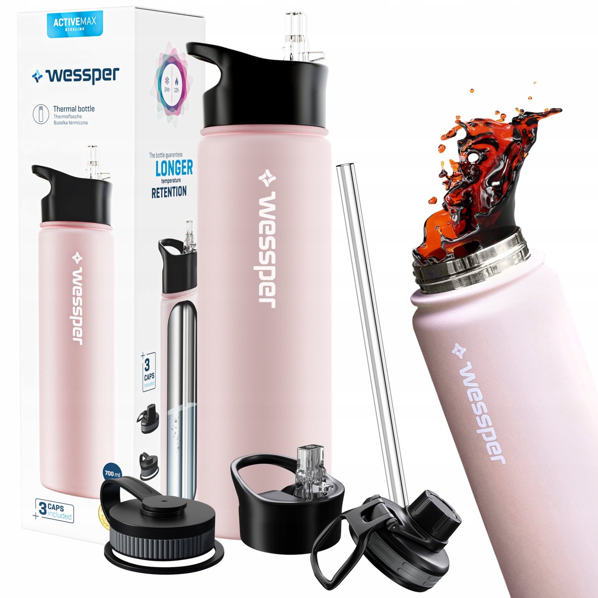 Wessper ActiveMax Steeline Thermosfles RVS 700ml - Houdt Drankjes Warm/Koud