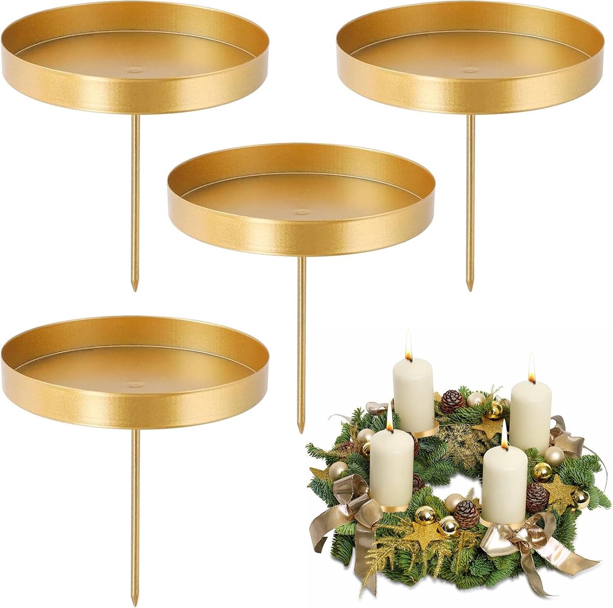 Kandelaar 8cm goud - Metaal - Voor Advent en Kersttafel decoratie - ShopVlot