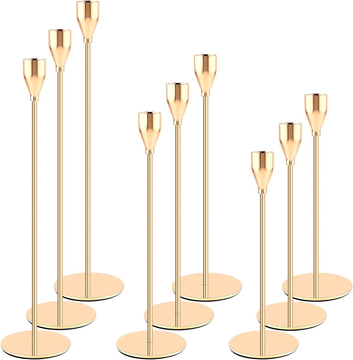 Kaarsenhouder set van 9 - 33/29/24cm hoogte - Conische candlesticks - Uniek ontwerp voor sfeervolle decoratie - ShopVlot