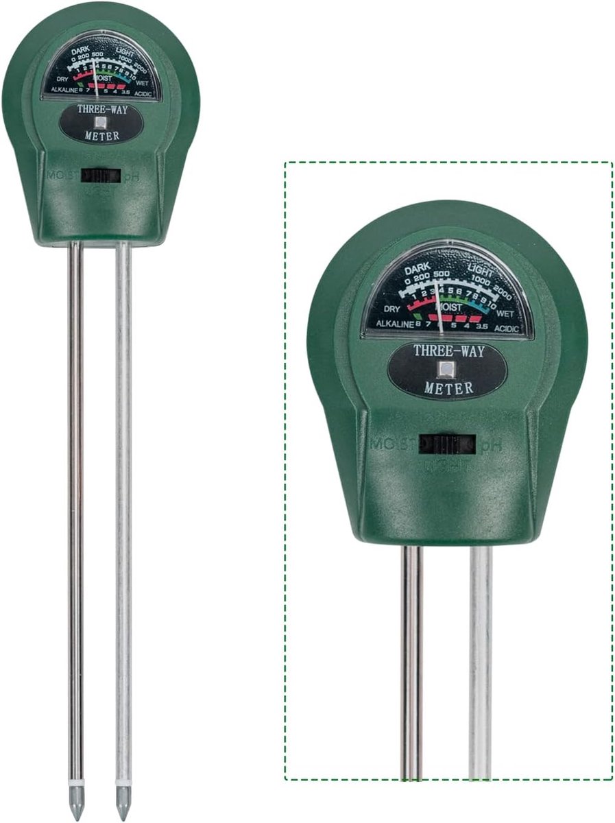 SnelShoppen - 3-in-1 Bodemvochtmeter, pH Bodemtester & Plantenvochtmeter, Nauwkeurige Vochtmeter voor Tuinieren, Gazon, Boerderij, Binnen en Buiten, G