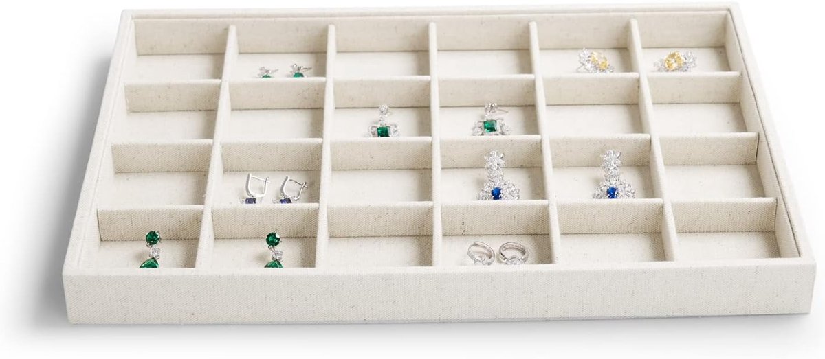 Sieradenopbergdoos 24 vakken - stapelbaar - verstelbare indeling - ideaal voor sieraden en accessoires - ShopVlot