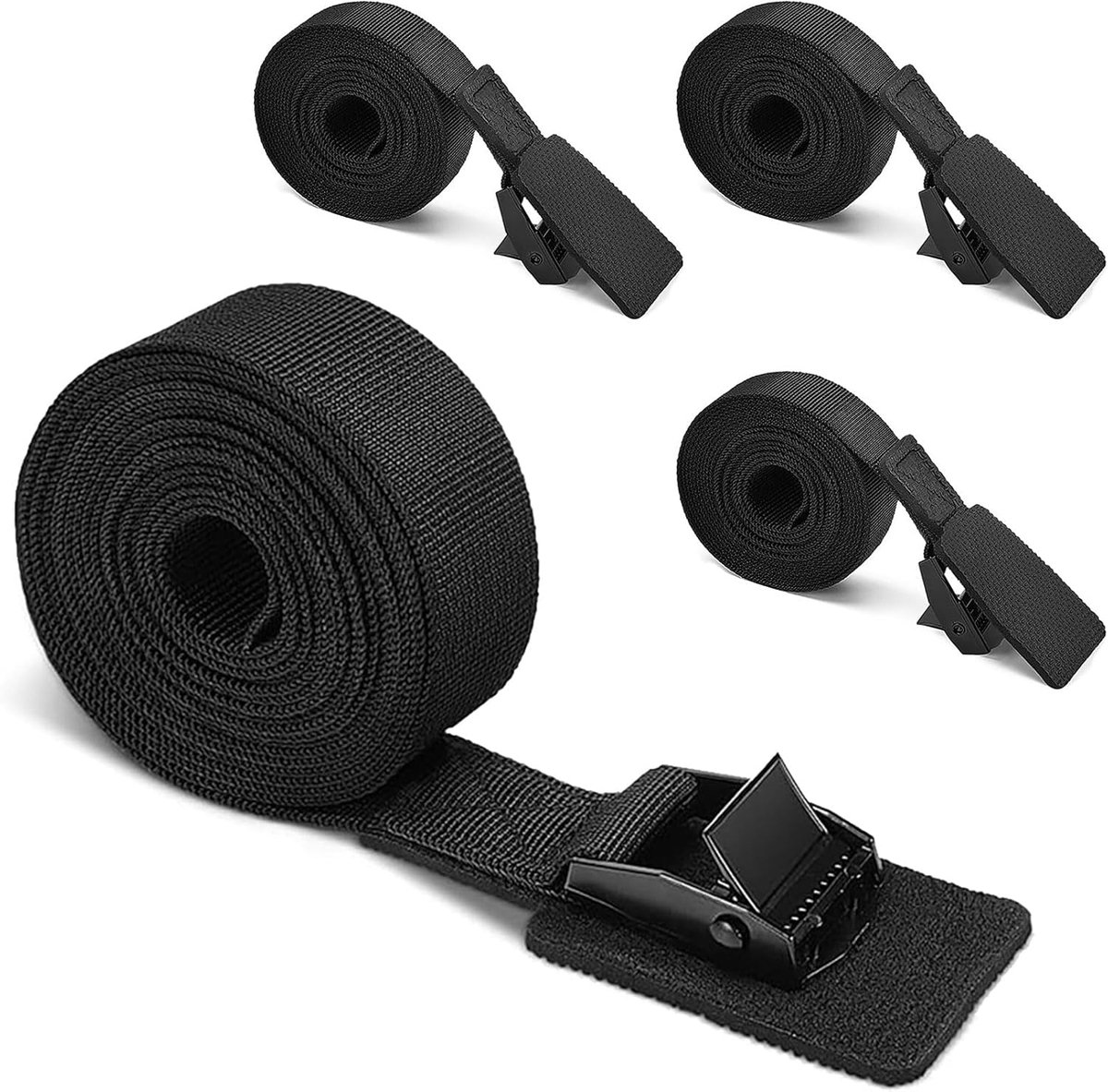 Spanbanden - Met klemsluiting en bescherming - Voor vastzetten - Zwart - 4 stuks - 2 meter x 25 mm
