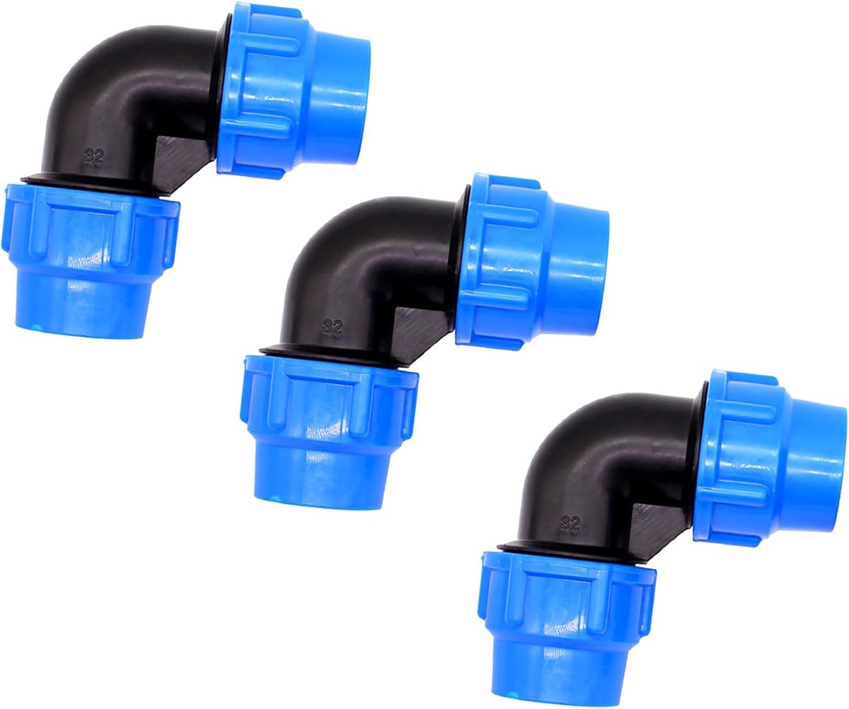 PE leidingen 20 mm - schroefhoek 90 graden - kunststof PP koppeling - ideaal voor waterinstallaties - ShopVlot