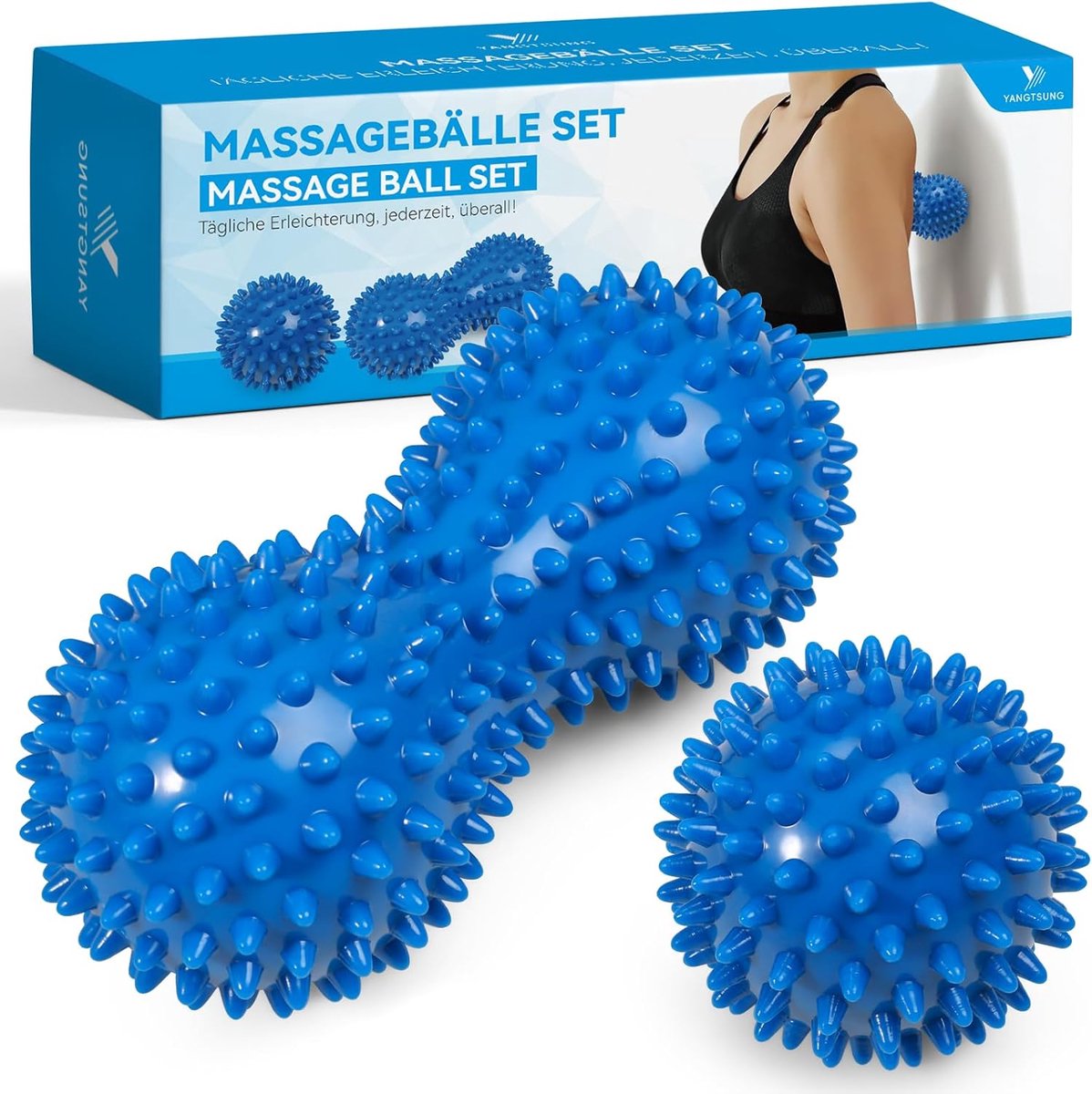 SnelShoppen - Massageballen Set, Fascia Ballen, Stekelbal en Pindabal, Trigger Point Massage voor Reflexzones, Anti-Stress, Plantar Fasciitis, Pijnver