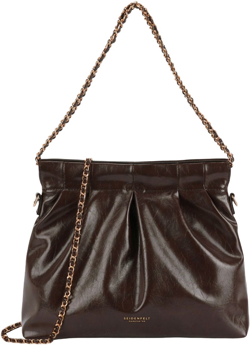 SEIDENFELT MANUFAKTUR schoudertas Loimaa Shoulderbag Dark Brown donkerbruin