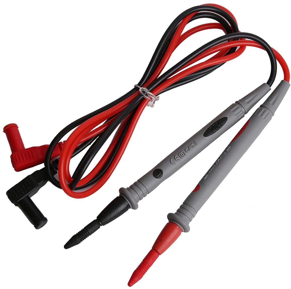 Multimeter Meetsnoeren - Testkabels Probes - Elektrische Metingen - Roestvrijstalen Pinnen - 1.05 meter - Zwart/Rood