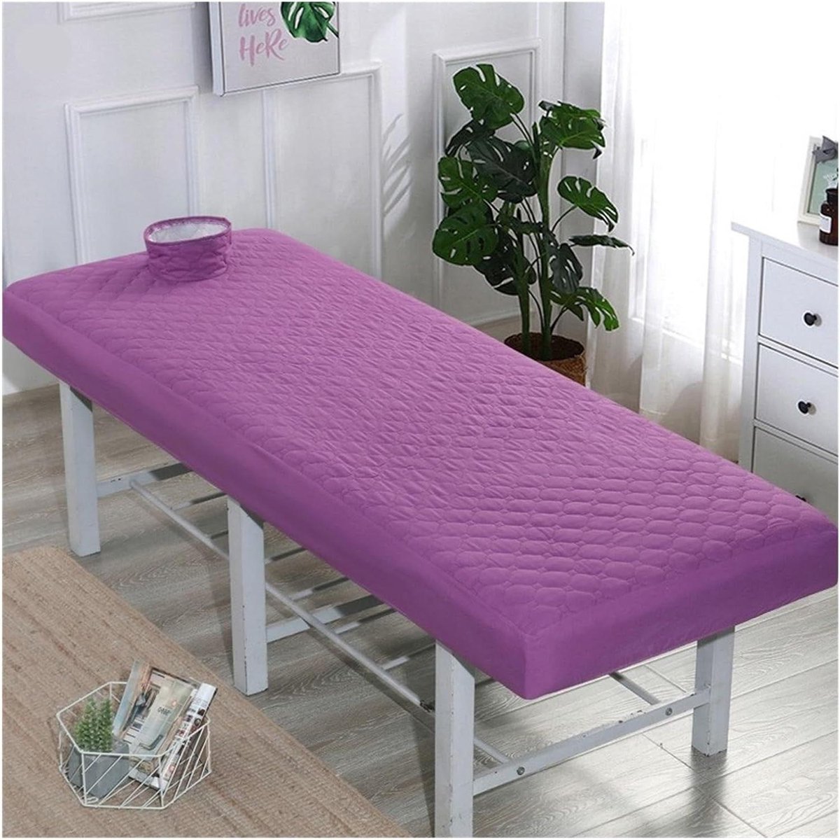 Schoonheidsbedhoes - Hoeslaken Massagebed - Salon Gebruik - Gewatteerd Met Ademgat - 190 x 70 cm - Paars