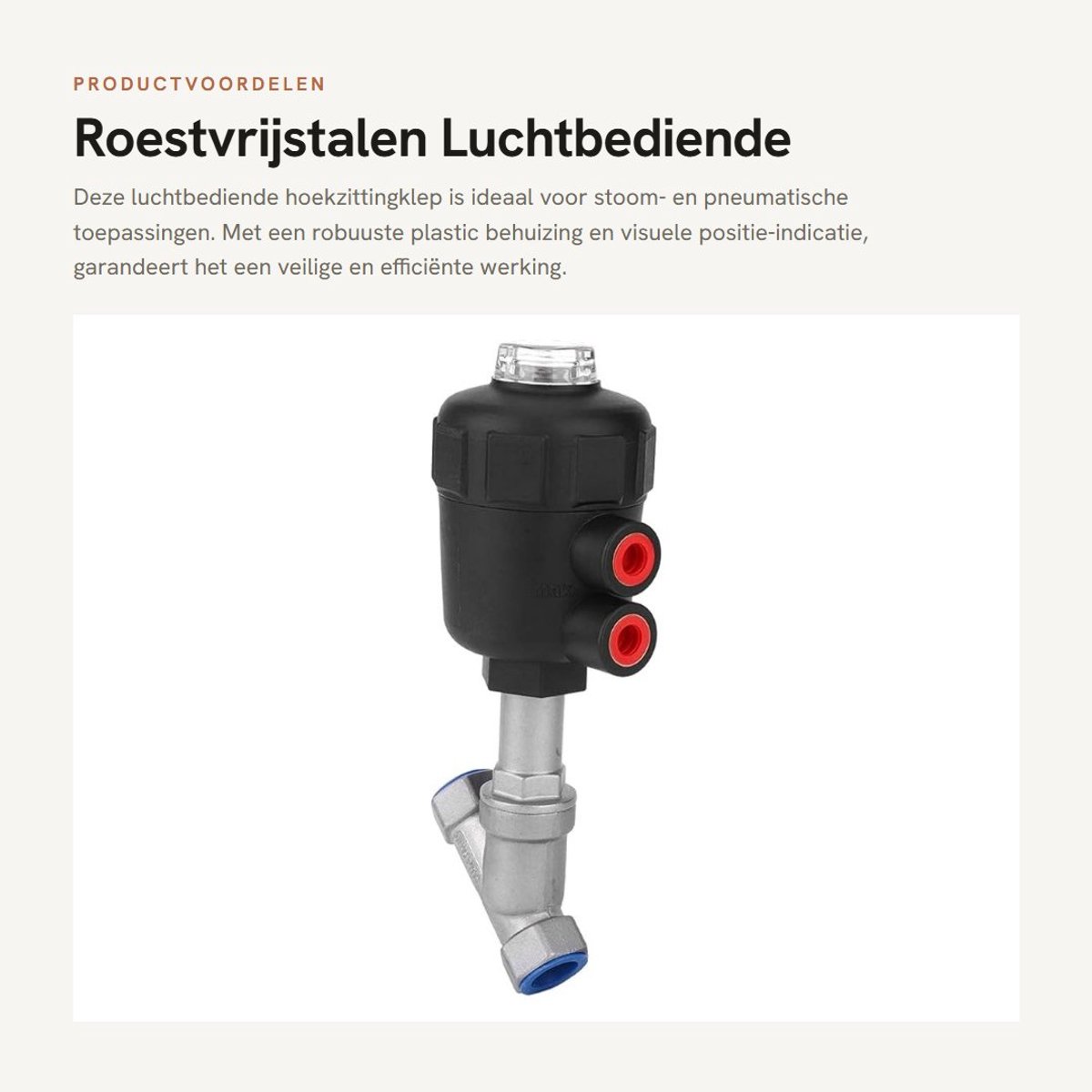 Dailygoods- Stoomklep Roestvrij staal - Pneumatische Klep - Luchtbediende - Verdikte Behuizing - Slijtvaste Constructie - Eenvoudig te Installeren - Hoekzittingklep