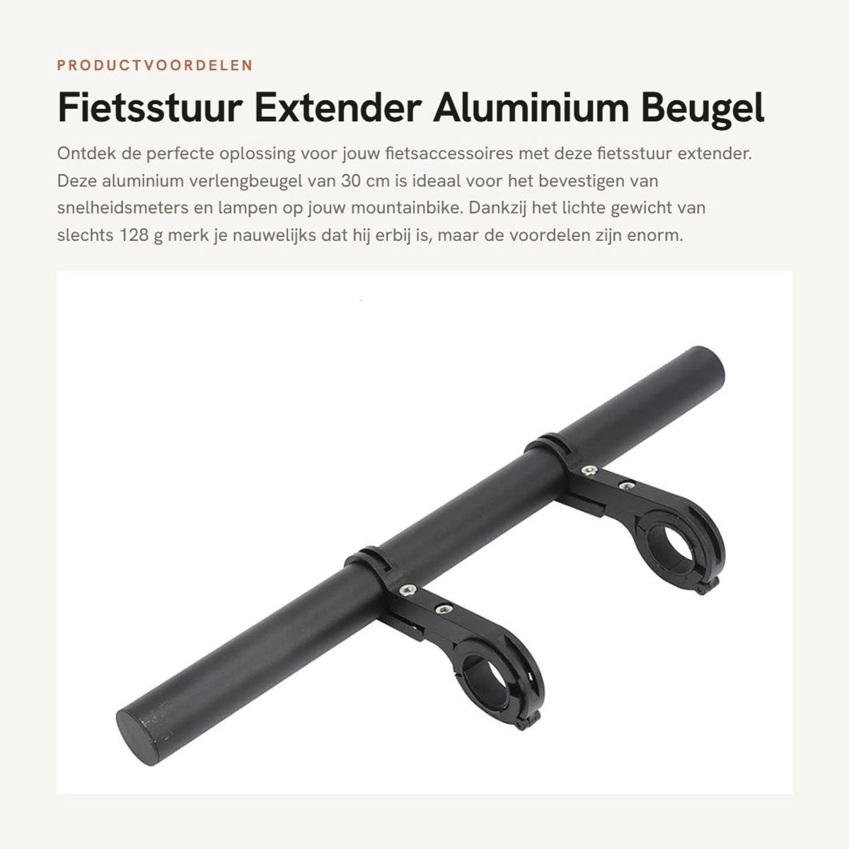 Dailygoods - Fietsstuur Extender - Aluminium Beugel - Lichtgewicht - 30 cm - Stuurverlenging - Voor Mountainbike - Geschikt voor 22,2-31,8 mm