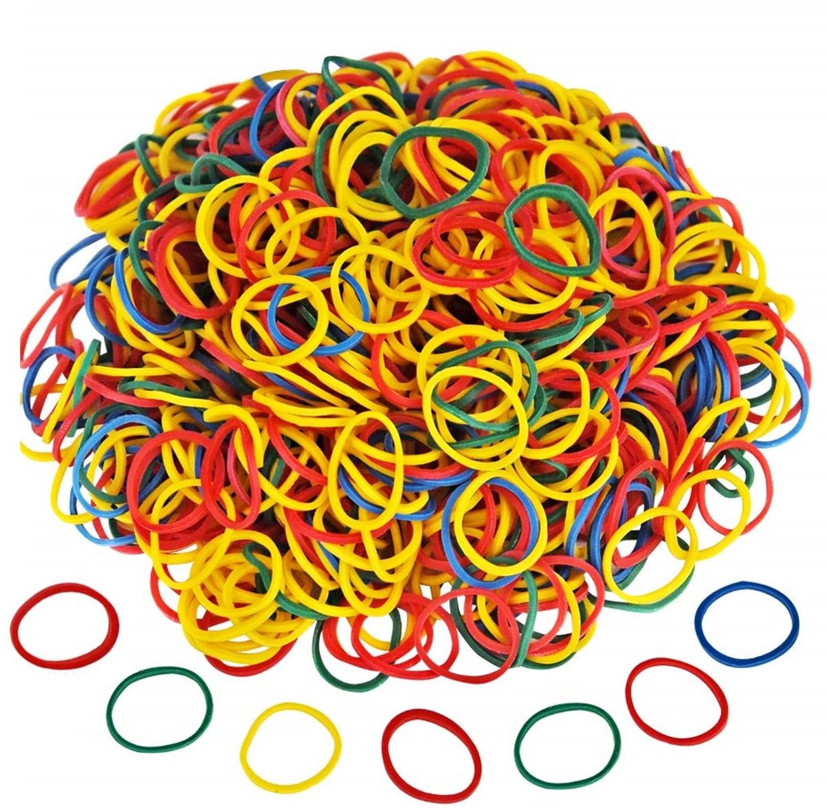 Dailygoods- Rubberbanden 1000 stuks - Elastieken - Rekbare banden - Huishoudelijke ringen - Kantoorbenodigdheden - Natuurlijk rubber 1 mm dik, 1,5 cm diameter - Elastiekjes