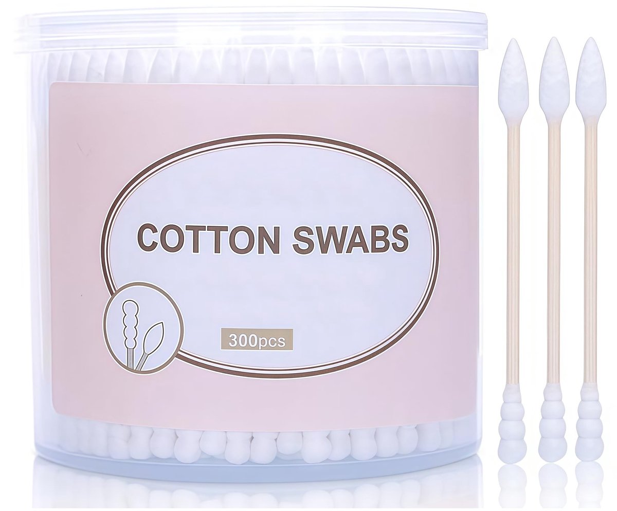 Dailygoods- Katoenen Swabs 300 Stuks - Dubbelzijdige Tips - Veilig en Steriel - 7,5 cm Lang - Gerecycled Papier Handvat - Ideaal voor Reiniging - Wattenstaafjes