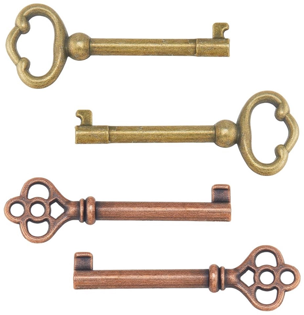Dailygoods- Skelet Sleutel Vintage Stijl - 4 Stuks - Holle Legering - Vervangingssleutel - Universele Sleutel - Creatieve Accessoires - Decoratieve Sleutel