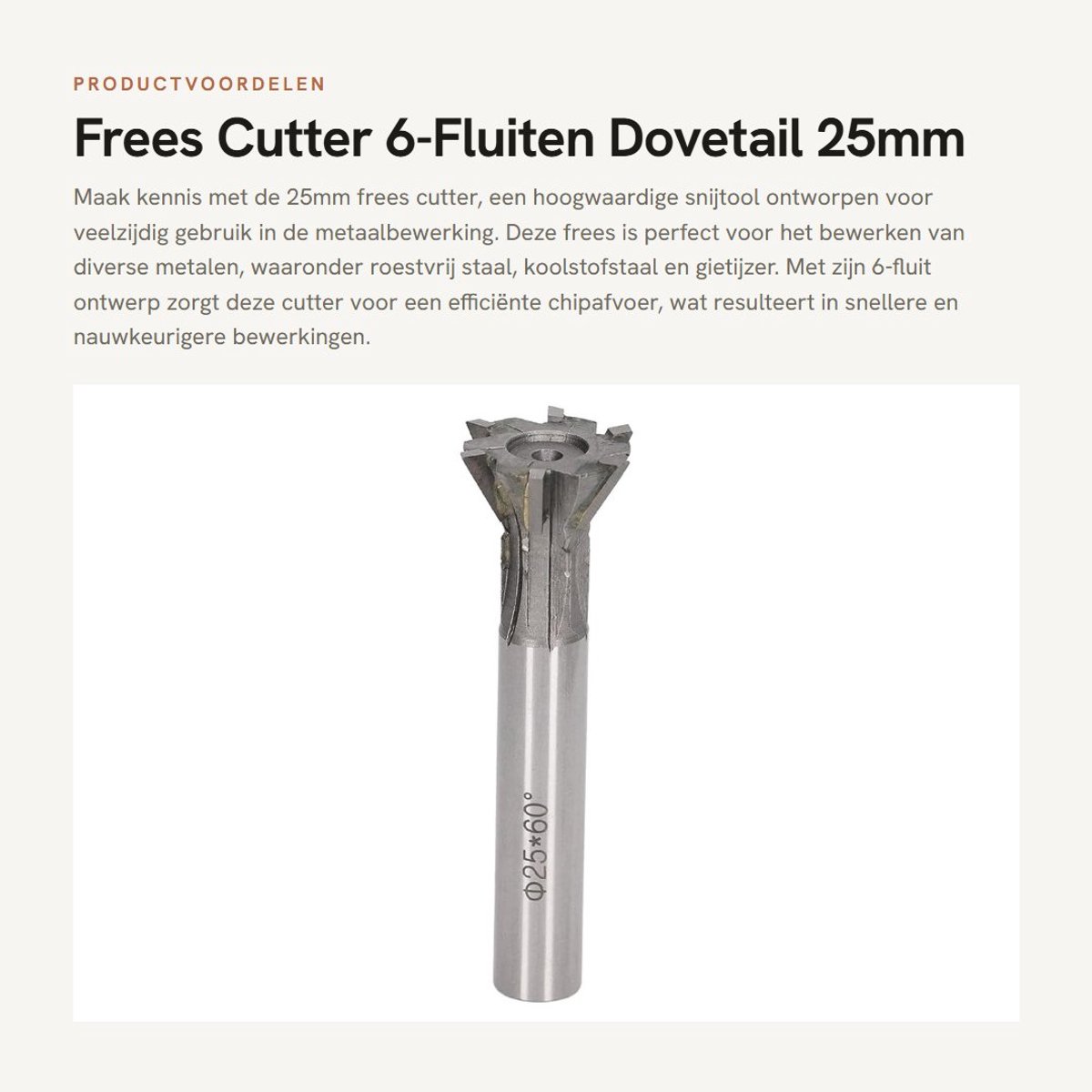 Dailygoods- Frees 25mm - 6 Snijkanten - Hardmetaal - Geschikt voor RVS/Carbonstaal/Gietijzer - Efficiënte Spanenafvoer - YG8 Model - Freesmachine