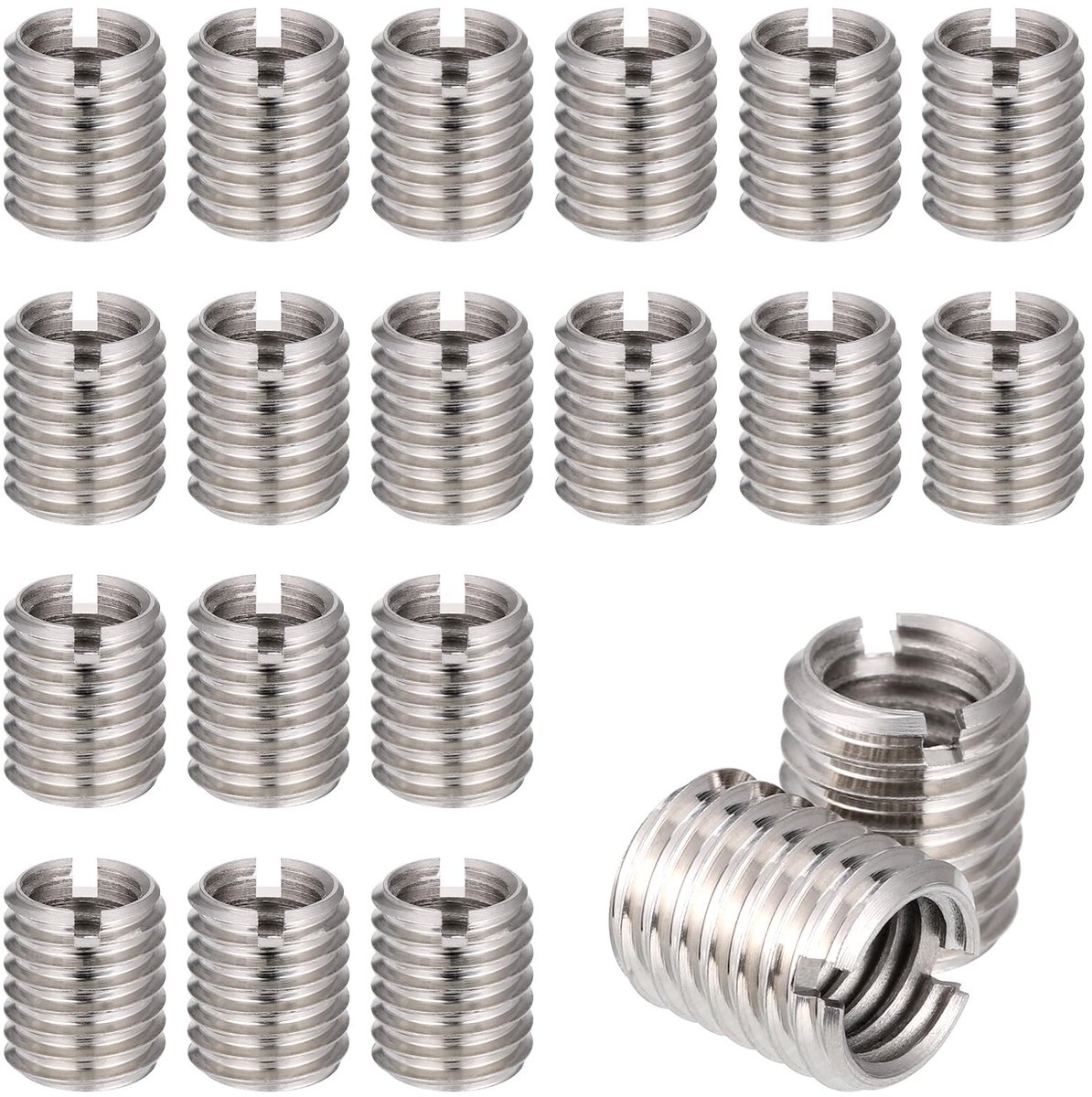 Dailygoods- Schroefdraadinzetstukken M8 x M10 - Roestvrij Staal - Bevestigingselementen - 20 Stuks - 12 mm - Corrosiebestendig - Schroefmoeren