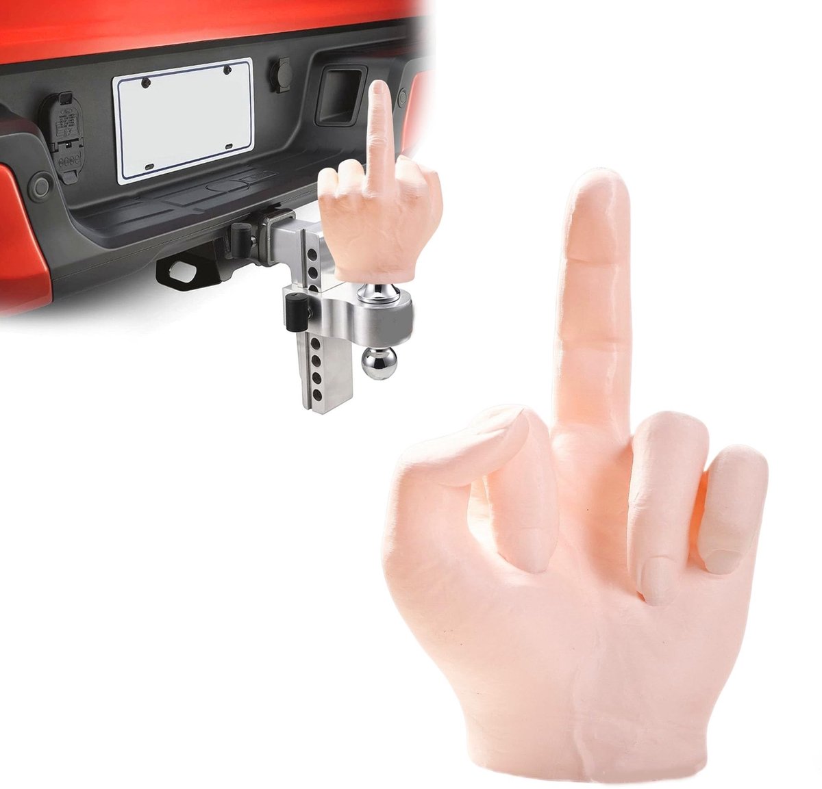 Dailygoods- Trekhaak-afdekking 3D-geprinte middelvinger - Waterdichte Beschermhoes - Afdekdop voor Aanhanger - Zachte Kogelafdekking - Duurzaam Materiaal - Trekhaakhoes