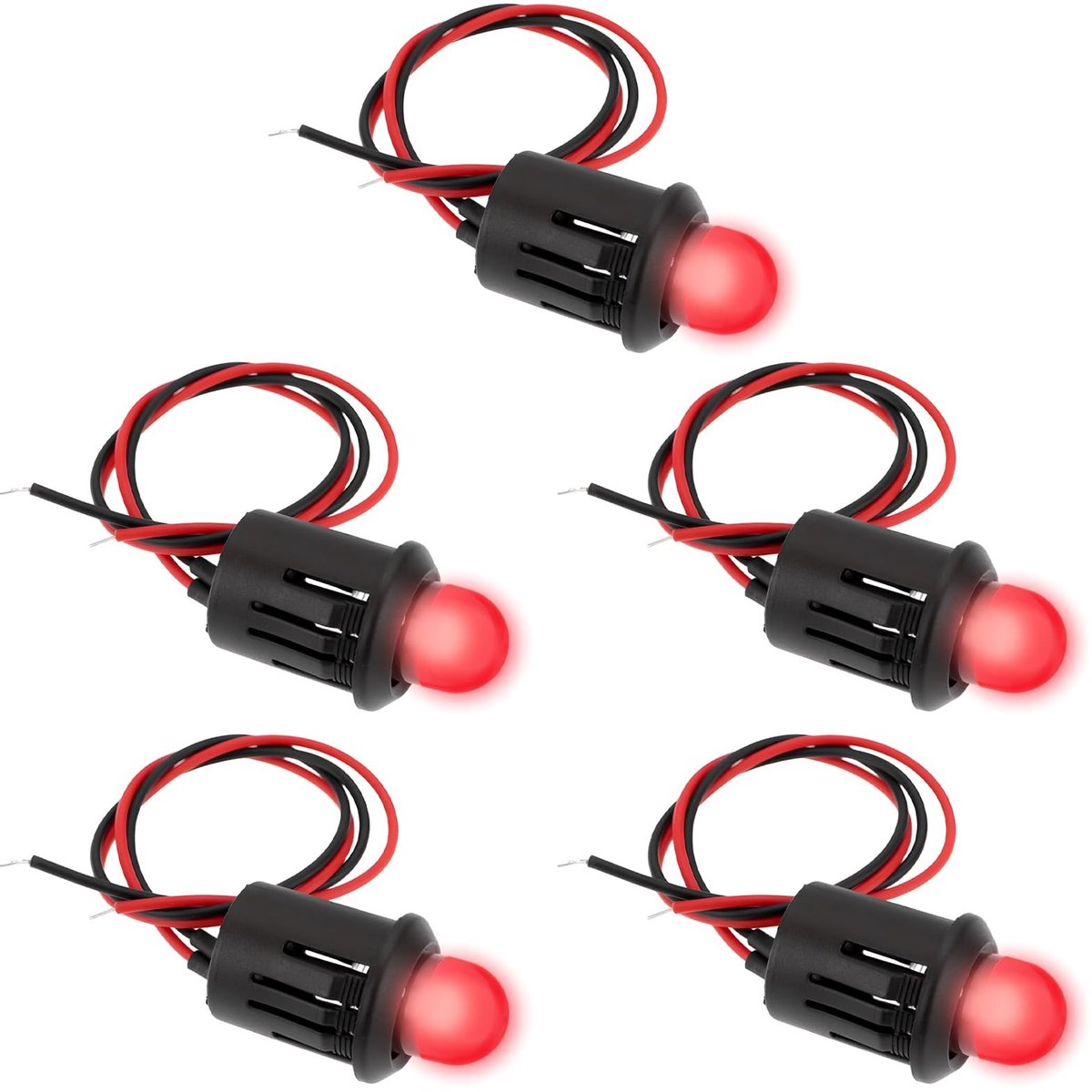 Dailygoods - LED Afschrikmiddel - Diefstalpreventie - 5 Stks - Rood - Auto en Motor - Geschikt voor Boten en Schuren