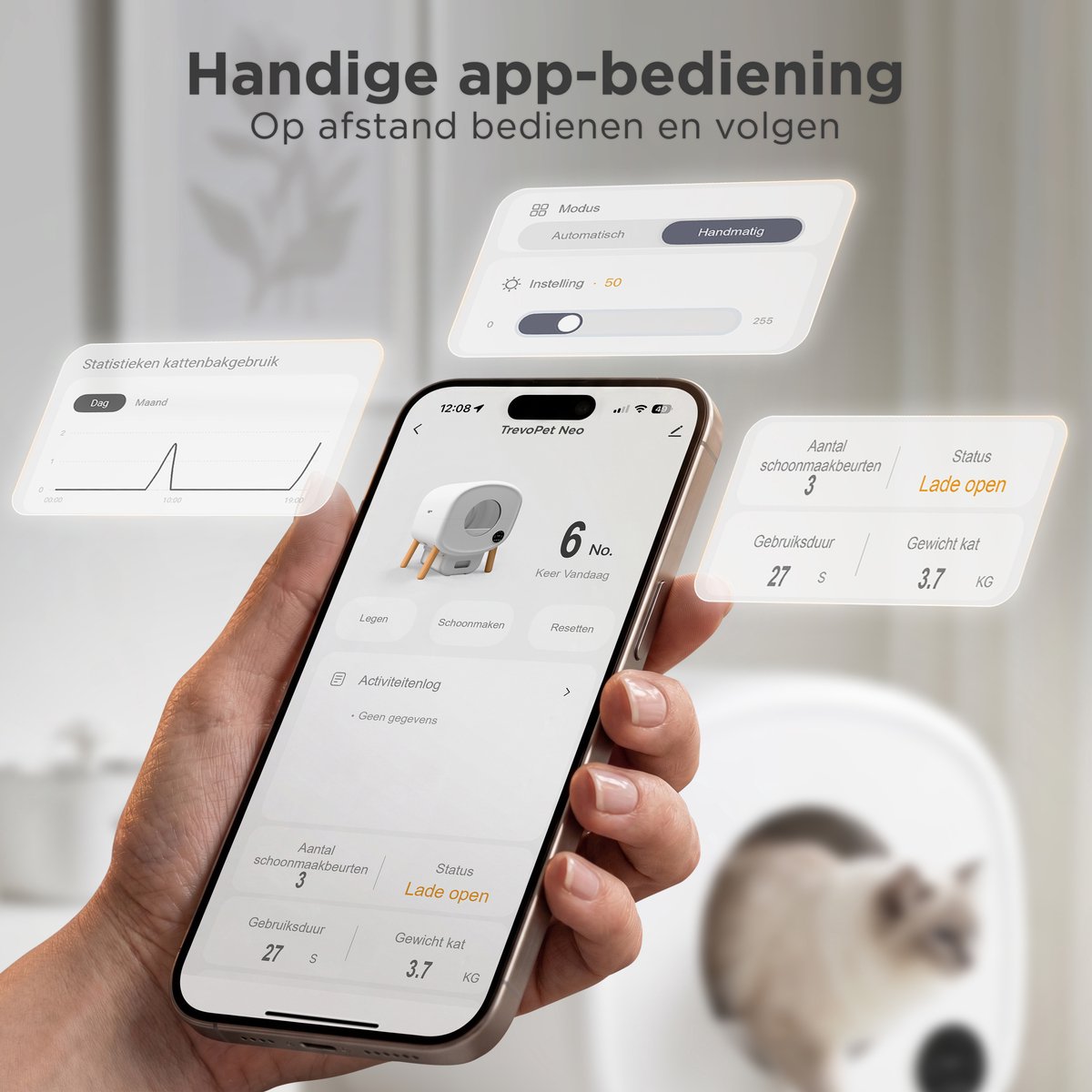 TrevoPet Neo - Automatische Kattenbak met App - Wit thumbnail 6