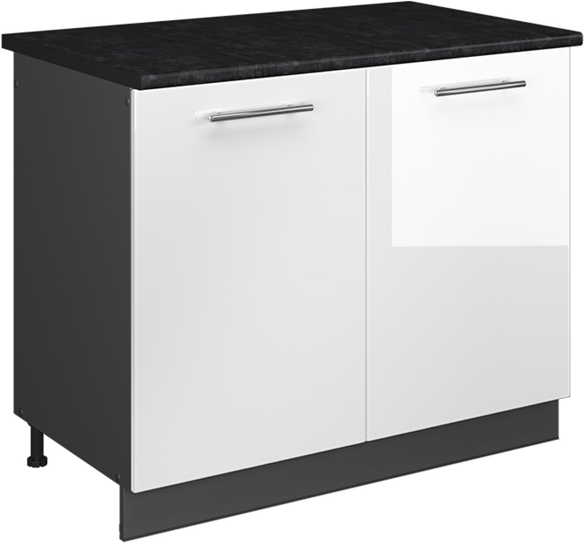 Vicco Wastafelkast Fame-Line, Wit Hoogglans/Antraciet, 100 cm, WB Antraciet