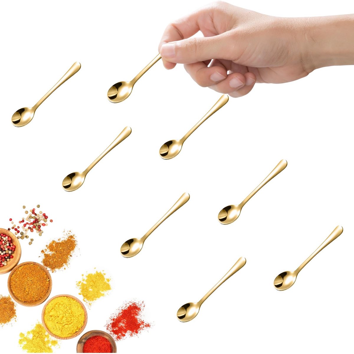 Dailygoods- Kruidenlepels 8 Stuks - Mini Formaat 7,5CM - Roestvrij Staal - Herbruikbaar - Duurzaam - Perfect voor Kruidenpotjes - Lepels