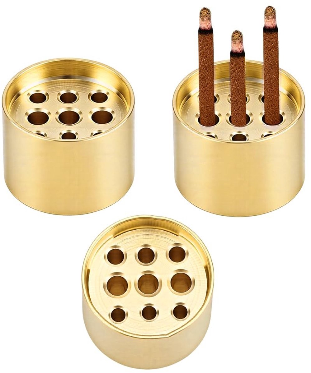 Dailygoods- Wierookhouder Licht Gouden Messing - Wierook Brander - Wierook Stokjes - Meditatie/Yoga - Decoratie - 3 Gaten 2cm Diameter - Wierookbrander
