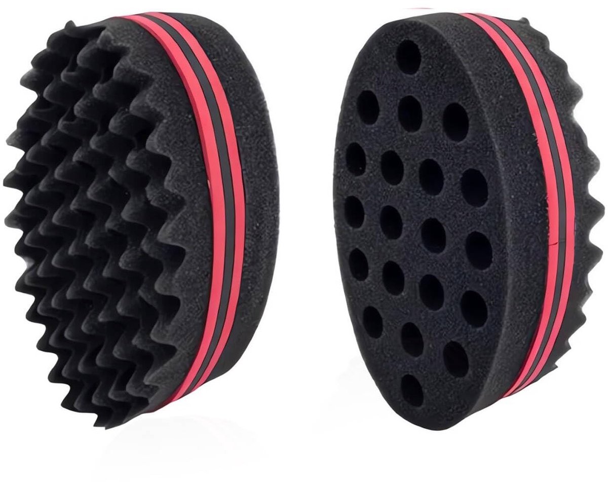 Dailygoods- Krulspons 2 Stuks - Dubbelzijdig - Voor Dreadlocks/Curl/Wave - Licht Vochtig Haar - 15 x 6,5 cm - Hoogwaardige Materialen - Haarspons