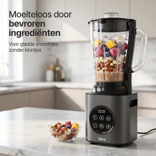 Olvy Kitchen Blender - 1000W Smoothie Maker - 1,5L Glazen Kan met 600ml To-Go Beker - IJscrusher & Pulsefunctie - BPA- en BPS-vrij van Olvy — afbeelding 3
