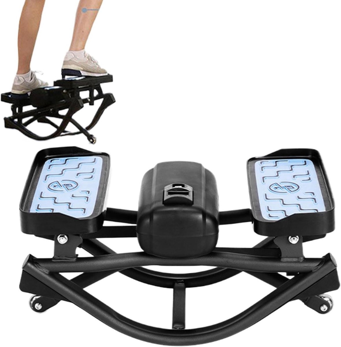 Stepper Machine - Compacte Stepper - Thuis Trainen - Zijwaarts Zwaaimechanisme - 8.5 kg - Zwart