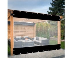 Buitengordijnen Waterdicht Plastic - Veranda Doek Transparant - Terras Beschermen - Versterkte Metalen Oogjes - 2.5x2.5m - Transparant