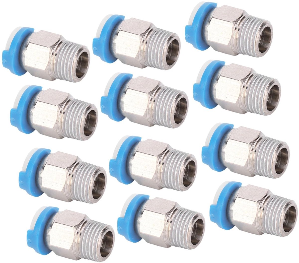 Dailygoods- Push-in Fittingen 12 Stuks - Pneumatische Connectoren - Roestvrij Staal - Geschikt voor 3D Printer - Compact Formaat - Duurzaam en Sterk - Connector