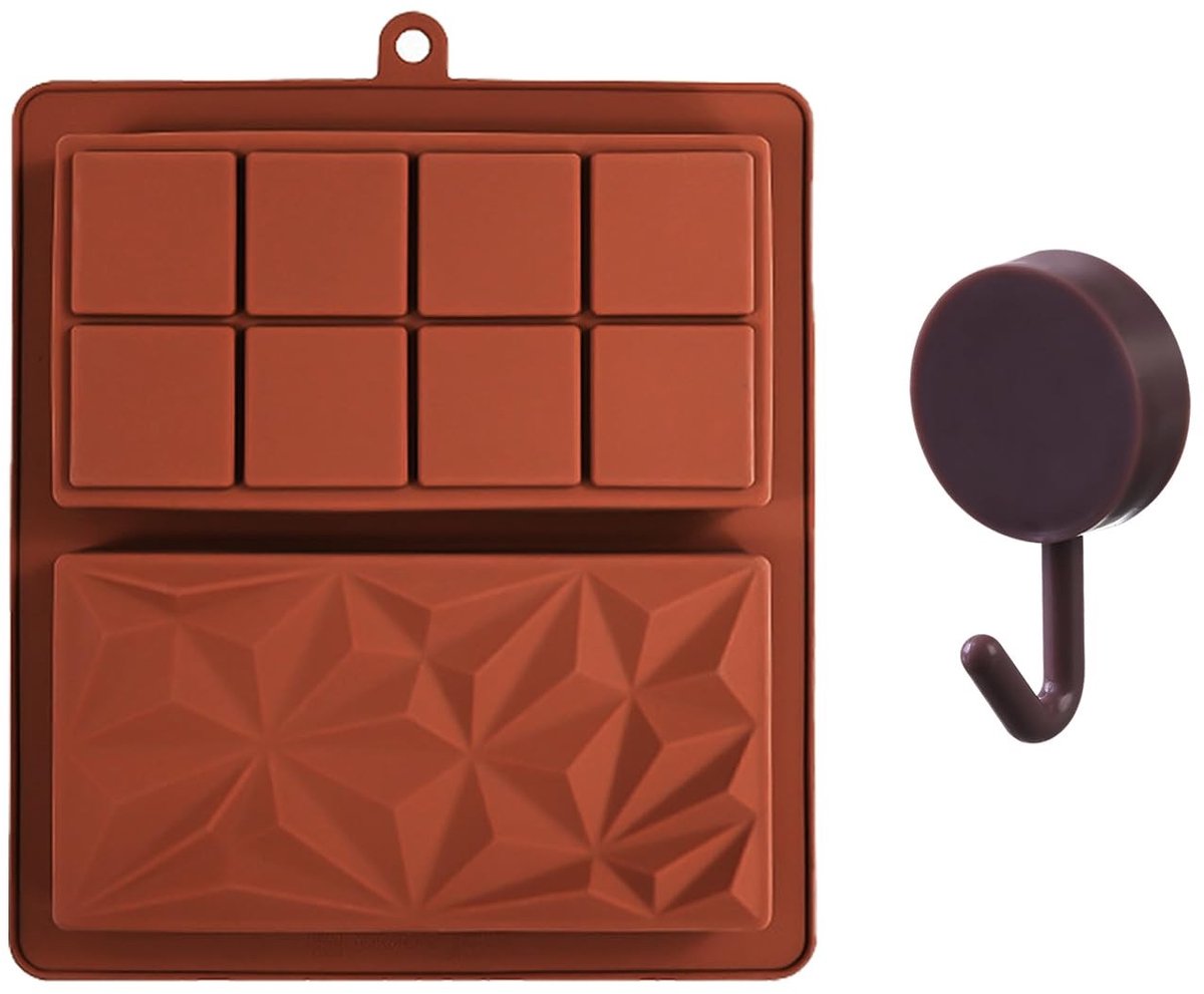 Dailygoods- Chocoladevorm Duurzaam - Siliconen Vorm - Keukengerei - 21 x 19 x 2,5 cm - 1 Stuk - Rood-Bruin - Siliconen Mal