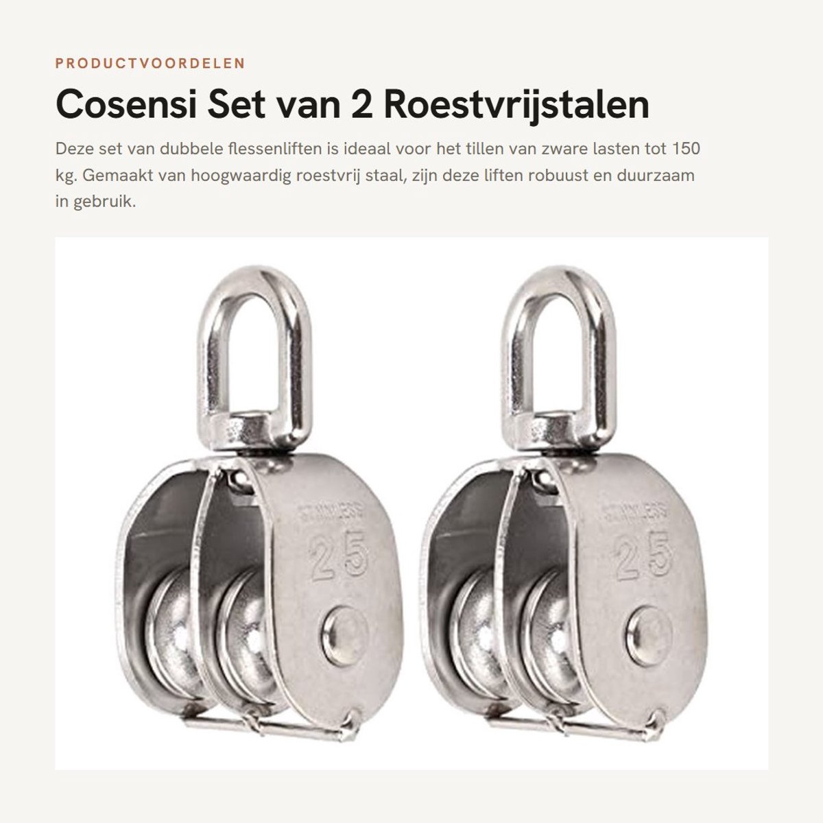 Dailygoods - Set van 2 Roestvrijstalen Dubbele Flessenliften 150 kg
