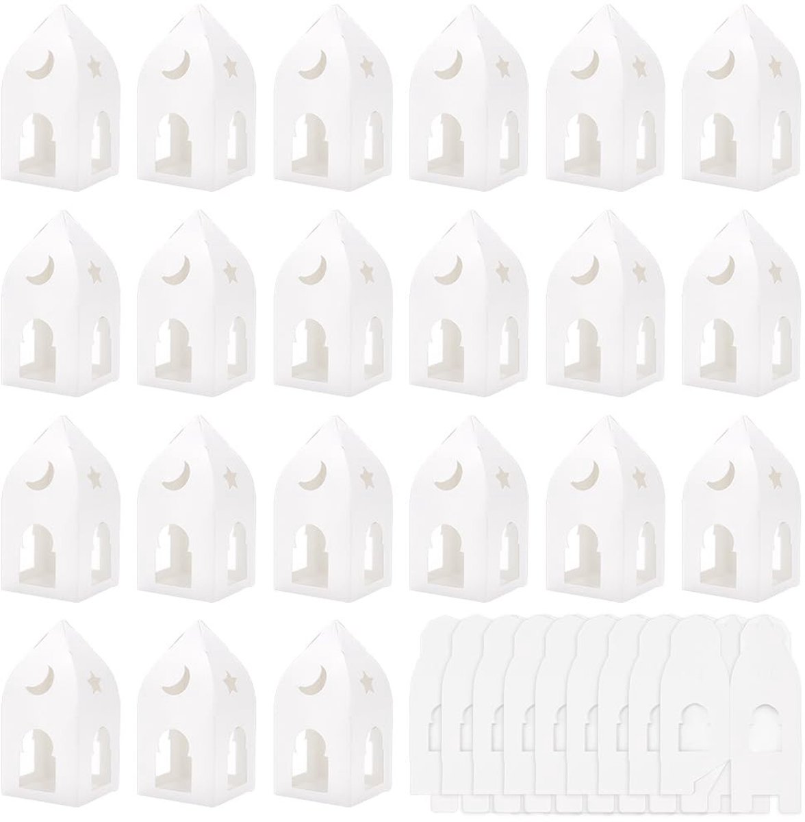 Dailygoods- Geschenkdoos 30 stuks - Huisvorm - 6,5 x 6,5 x 14 cm - Witte transparante vensterdoos - Snoep/koekje/chocolade verpakking - Leeg - Snoepdozen