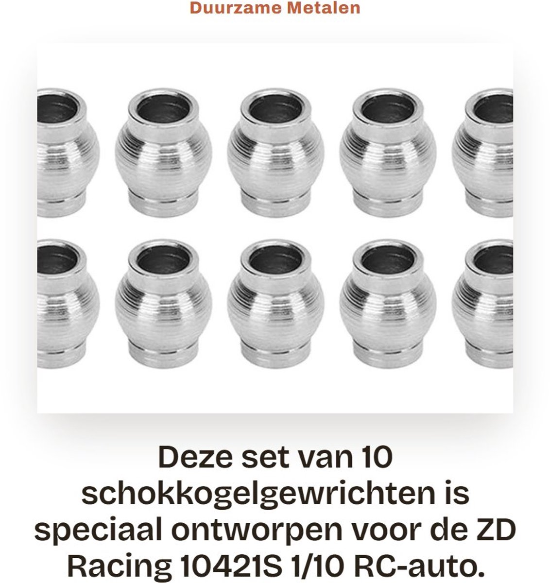 Dailygoods - Duurzame Metalen Schokkogelgewrichten voor ZD Racing 10421S, Set van 10 Stuks