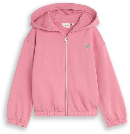 Tom Tailor - Cropped hoodie-sweatjack met borduursel - Maat 128/134 - smooth rose