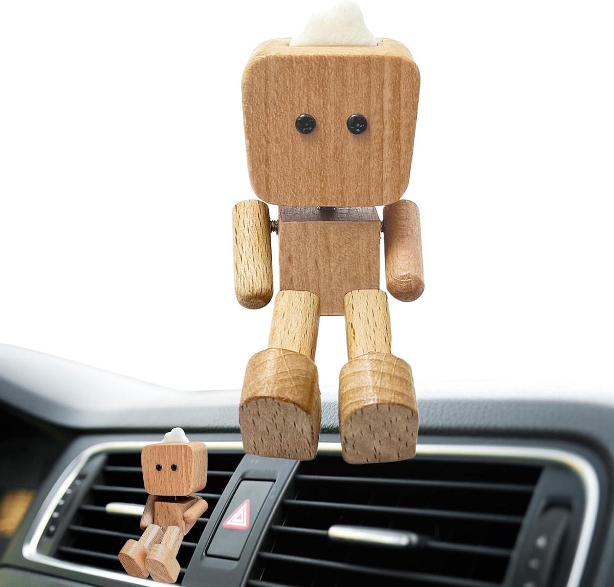 Houten Robot Luchtverfrisser - Auto Ventilatie Clip - Auto Interieur Verfrissen - Creatief Robot Ontwerp - 6 x 3.7 cm