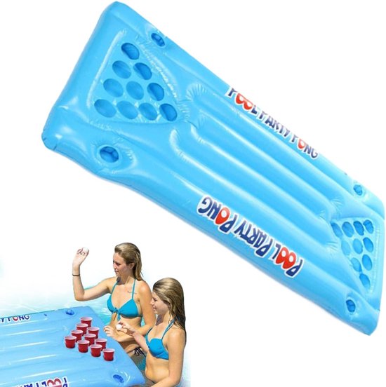 Opblaasbare Pongtafel - Drijvende Bierpong - Zwembadfeesten - Ingebouwde Bekerhouders - 150 x 58 x 10 cm - Meerdere Kleuren — afbeelding 4