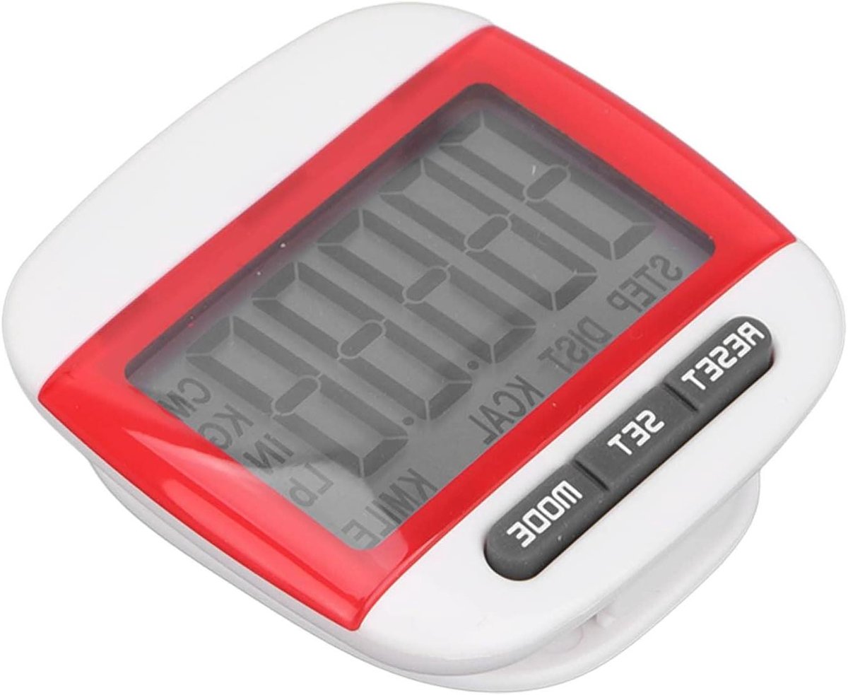 Stappenteller met Clip - Activiteitentracker Wandelmeter - Gezondheid Bijhouden - Groot LCD Scherm - 36 g - Rood