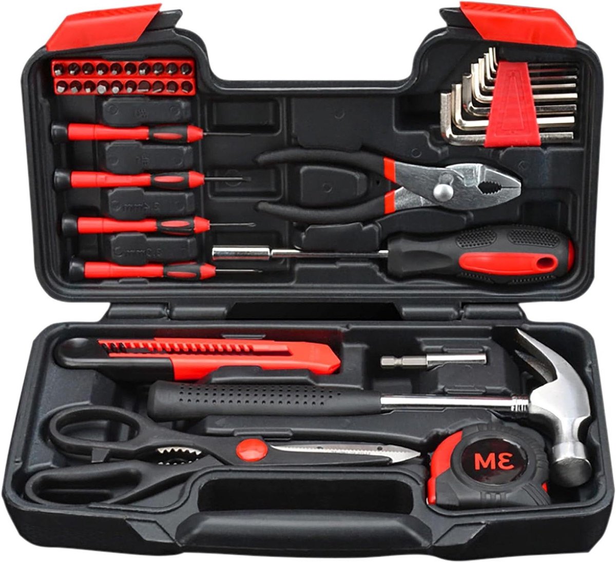 Huishoudelijke Gereedschapskit - Reparatieset Thuis - Klusjes Uitvoeren - 39 Delige Set - 315 x 1778 x 8 cm - Rood