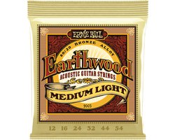 Ernie Ball Earthwood - Akoestische Gitaarsnaren - 80/20 Bronze - Medium Light Gauge - 12-16-24w-32-44-54