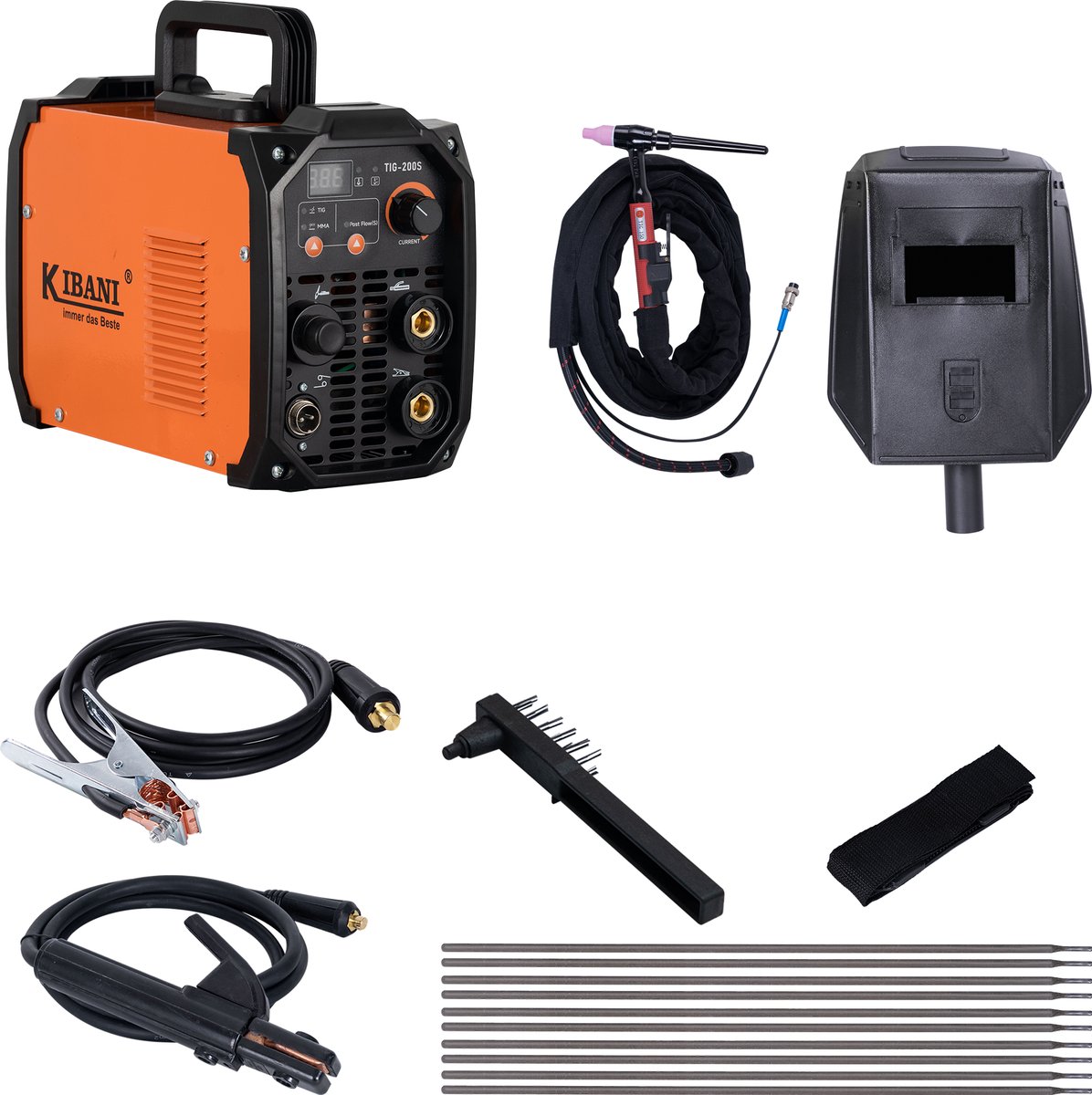 Kibani Lasapparaat TIG-200S incl. 4 kg laselektroden - TIG & MMA Lasapparaat tot 4.0 mm - IGBT-Inverter-Technologie - Compact en Lichtgewicht - Elektrisch Lasapparaat 220V - RVS / Elektrode Lassen