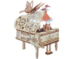 Beehub, 3D Muziekdoos, Houten Puzzel Piano, BE013165, 15,9x17,5x20,3cm